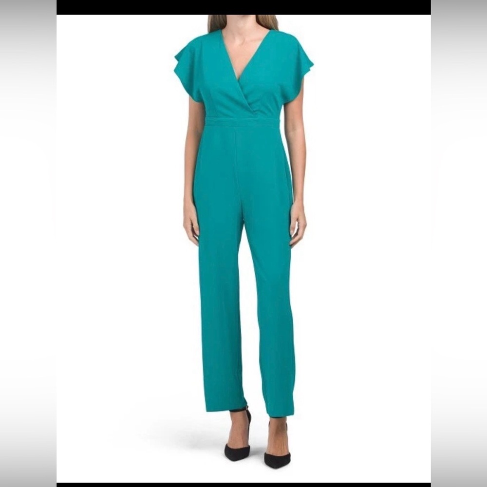 NEW LONDON TIMES teal  CAREER WIDE LEG JUMPSUIT SIZE 12